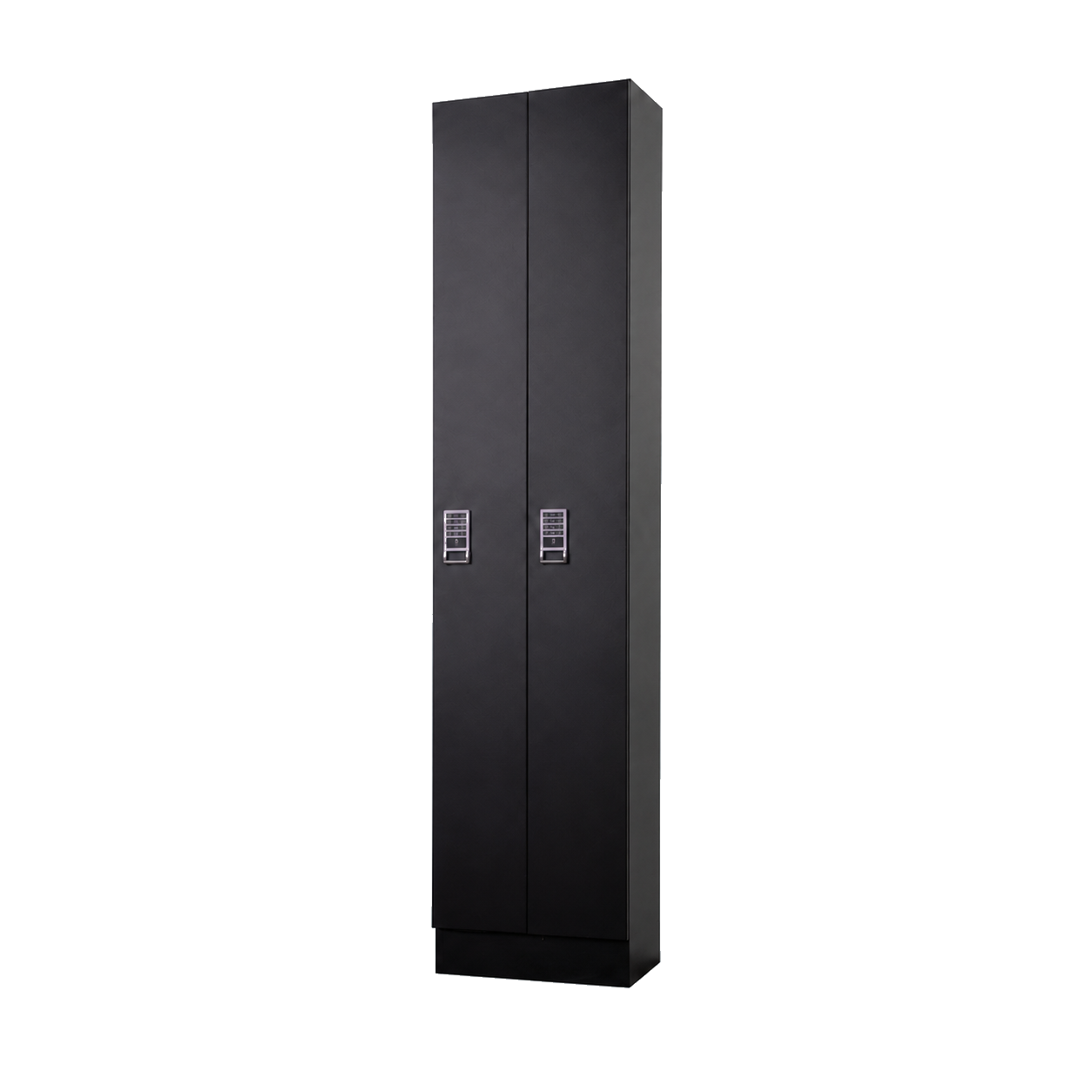 Long-door laundry locker dual configuration with two full-height compartments closed